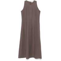 Rochii 'Monsen' Brown Long Dress With Crew Neck Hidden Back Closure In Viscose And Linen Blend Woman Femei
