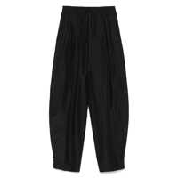 Pantaloni casual Black Pants With Cannon Pleats And Elastic Waist With Drawstring In Cotton Blend Woman Femei