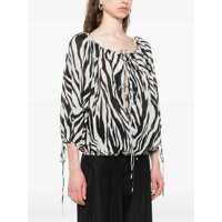 Imbracaminte THE ANDAMANE Dama - Topuri THE ANDAMANE Wilma Black And White Top With Boat Neck And All-Over Zebra Motif In Cotton Woman Multicolor Femei (BM 17530584) - B-mall.ro