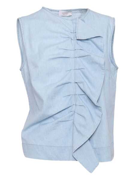 Bluze Mazzarelli Camicie BARBARA DENIM BLOUSE WITH RUFFLES Light Blue Femei (BM 17531829) 1