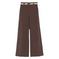Pantaloni casual Brown Pants With Waist Belt And Metallic Logo Plaque In Cotton Poplin Woman Femei