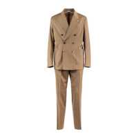 Costume Manuel Ritz Beige Natural Stretch Wool Pinstripe Double-Breasted Suit Barbati