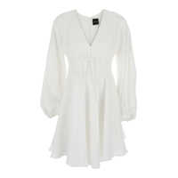 Rochii White Dress With V-Neck And Flared Skirt In Tech Fabric Woman Femei