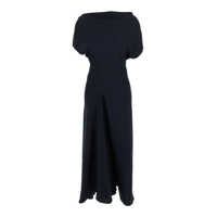 Rochii Blue Long Dress With Square Neckline And Short Sleeves In Tech Fabric Woman Femei