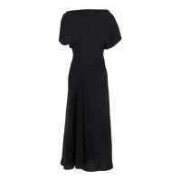 Rochii Black Long Dress With Square Neckline And Short Sleeves In Tech Fabric Woman Femei