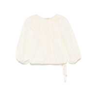 Topuri White Top With Gathers And Elastic Waist With Drawstring In Tech Fabric Woman Femei