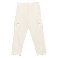 Pantaloni casual White Pants With Cargo Pockets In Cotton And Linen Blend Woman Femei