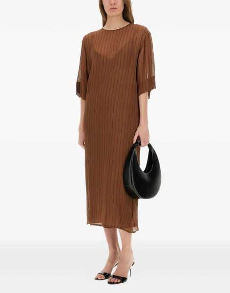 Rochii casual ALYSI Silk Midi Dress BROWN Femei (BM 17538274) 2