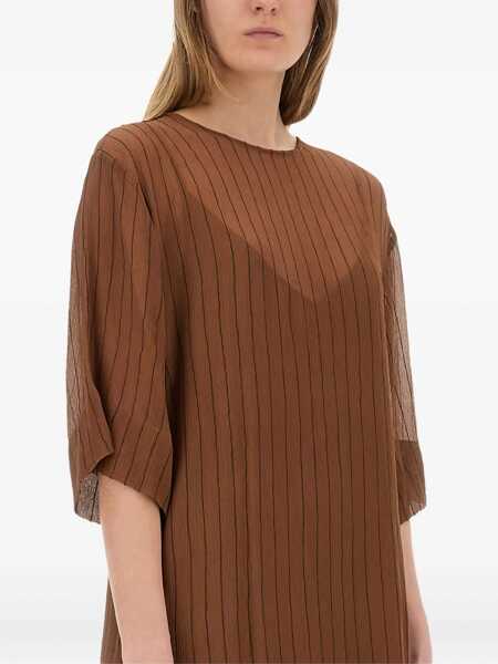 Rochii casual ALYSI Silk Midi Dress BROWN Femei (BM 17538274) 4