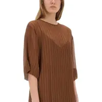 Rochii casual ALYSI Dama - Rochii casual ALYSI Silk Midi Dress BROWN Femei (BM 17538274) - B-mall.ro
