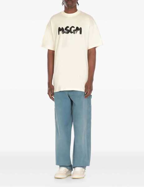 Tricouri MSGM Cotton T-Shirt IVORY Barbati (BM 17538277) 2