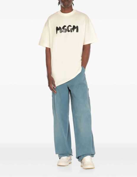 Tricouri MSGM Cotton T-Shirt IVORY Barbati (BM 17538277) 5