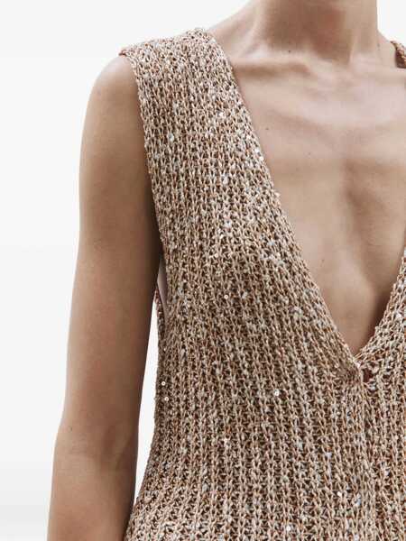 Veste casual ALYSI Tricot Vest With Sequins BEIGE Femei (BM 17538343) 4