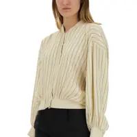 Bomber jacket Dama - Bomber jacket ALYSI Silk Bomber Jacket IVORY Femei (BM 17538388) - B-mall.ro