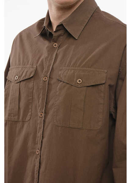 Camasi casual Armani Emporio Popeline Cotton Saharan Shirt Brown Barbati (BM 17538652) 3