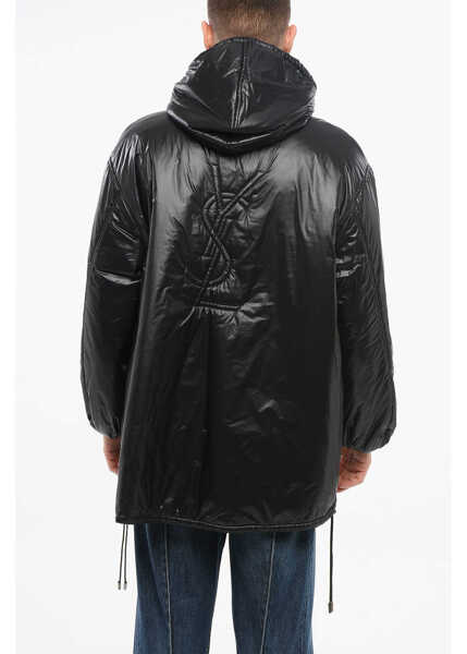 Jachete Saint Laurent Hooded Padded Anorak With Drawstringed Hem Black Barbati (BM 17538661) 2