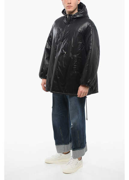 Jachete Saint Laurent Hooded Padded Anorak With Drawstringed Hem Black Barbati (BM 17538661) 4
