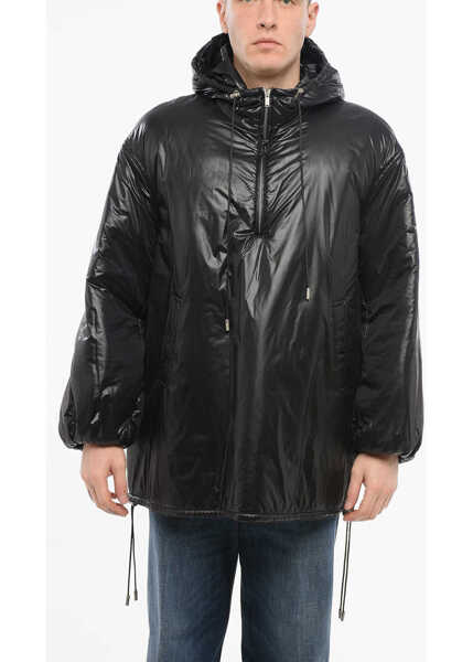 Jachete Saint Laurent Hooded Padded Anorak With Drawstringed Hem Black Barbati (BM 17538661) 1