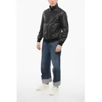 Geci de piele pentru Barbati - Geci de piele Armani Giorgio Reversible Leather Jacket With Embroidered Logo Black Barbati (BM 17538667) - B-mall.ro
