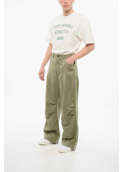 Pantaloni casual 1989 STUDIO 5-Pocket Wool Blend Pants With Contrasting Bands Military Green Barbati (BM 17538712) 3