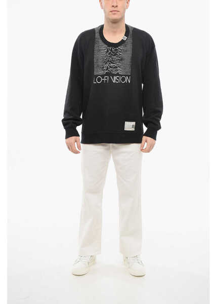 Bluze de trening MIHARA YASUHIRO Crew Neck Lo-Fi Vision Deconstructed Sweatshirt With Print Black Barbati (BM 17538826) 4