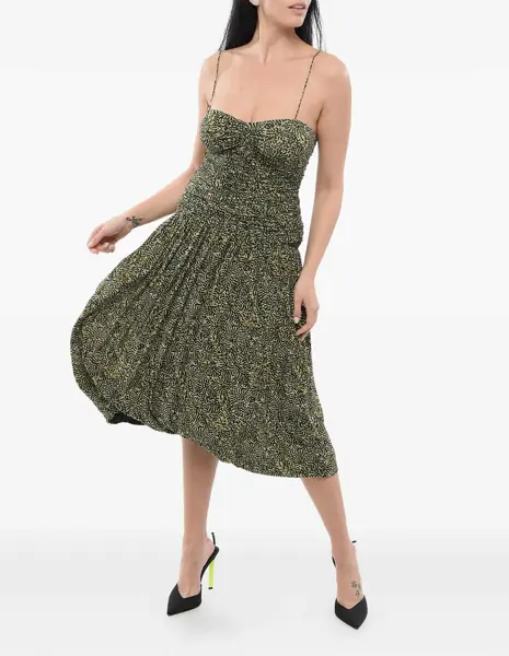 Rochii lungi Isabel Marant Pleated Elizabeth Dress Green Femei (BM 17538844) 2
