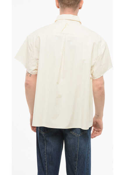 Camasi casual AIREI Short Sleeved Shirt With Raw Cut Edge Beige Barbati (BM 17538862) 2