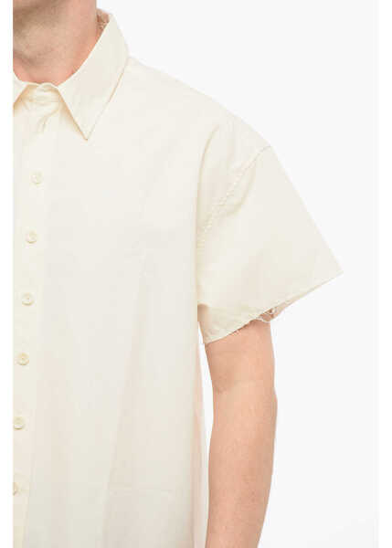 Camasi casual AIREI Short Sleeved Shirt With Raw Cut Edge Beige Barbati (BM 17538862) 3