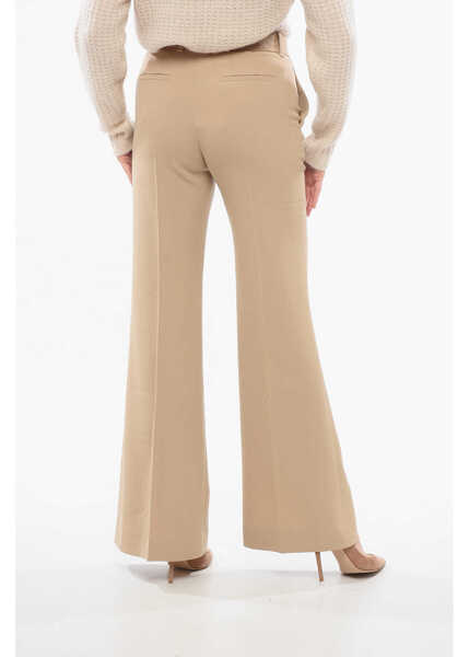 Pantaloni casual Chloe Twill Wool Flared Fit Pants Beige Femei (BM 17538865) 2