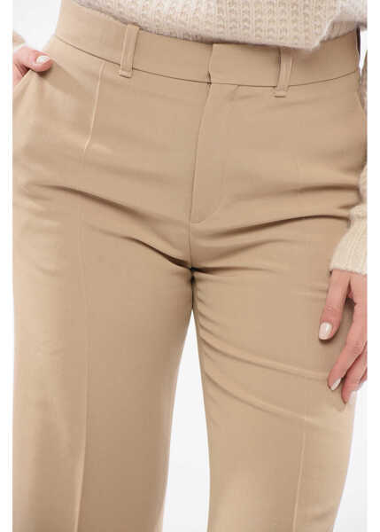 Pantaloni casual Chloe Twill Wool Flared Fit Pants Beige Femei (BM 17538865) 3