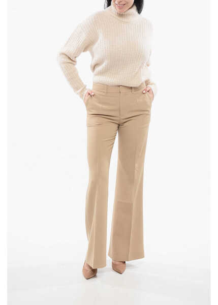 Pantaloni casual Chloe Twill Wool Flared Fit Pants Beige Femei (BM 17538865) 4