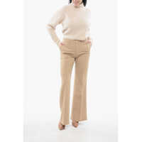 Pantaloni casual Chloe Dama - Pantaloni casual Chloe Twill Wool Flared Fit Pants Beige Femei (BM 17538865) - B-mall.ro