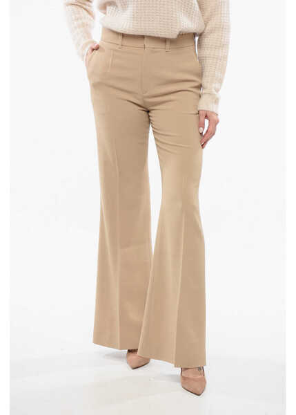 Pantaloni casual Chloe Twill Wool Flared Fit Pants Beige Femei (BM 17538865) 1
