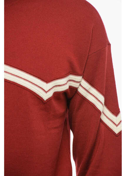Pulovere Armani Emporio Virgin Wool Sweater With Herringbone Embroidery Red Barbati (BM 17538871) 3