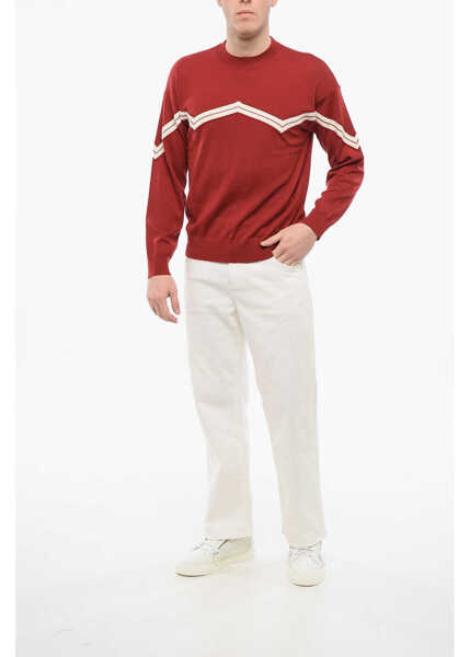 Pulovere Armani Emporio Virgin Wool Sweater With Herringbone Embroidery Red Barbati (BM 17538871) 4