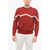 Armani Emporio Virgin Wool Sweater With Herringbone Embroidery Red