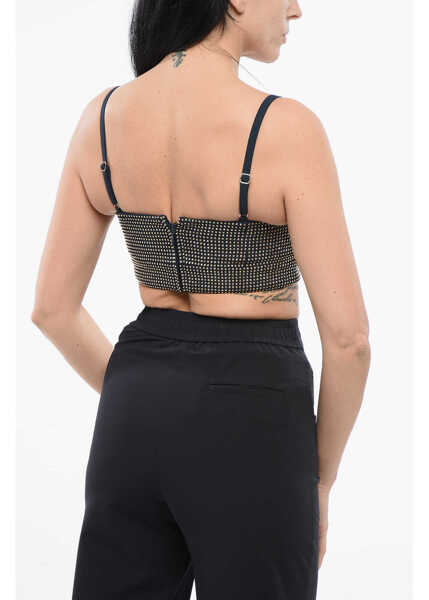 Bluze Michael Kors Cut Out Cropped Top With Rhinestone Application Blue Femei (BM 17538874) 2