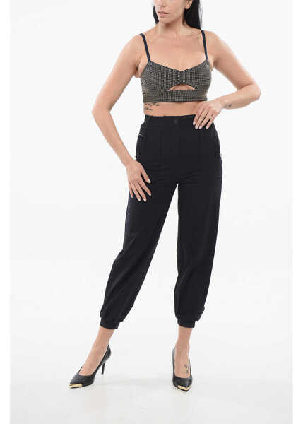 Bluze Michael Kors Cut Out Cropped Top With Rhinestone Application Blue Femei (BM 17538874) 4