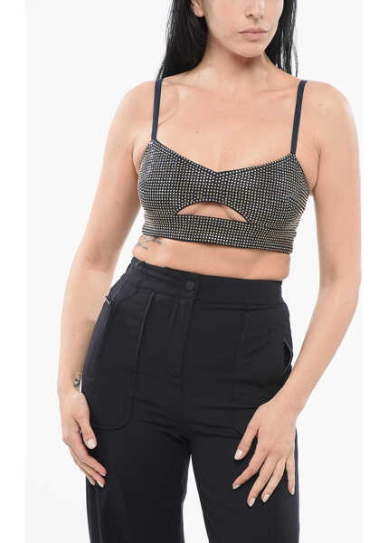 Bluze Michael Kors Cut Out Cropped Top With Rhinestone Application Blue Femei (BM 17538874) 1
