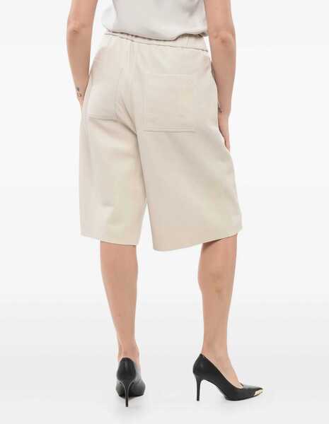 Pantaloni scurti AMI ALEXANDRE MATTIUSSI Leather Wide Leg Shorts White Femei (BM 17538877) 3