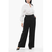 Pantaloni AMI ALEXANDRE MATTIUSSI Dama - Pantaloni casual AMI ALEXANDRE MATTIUSSI Pinstriped Palazzo Pants Black Femei (BM 17538913) - B-mall.ro