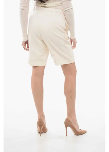 Pantaloni scurti Saint Laurent Virgin Wool Tone Sur Tone Striped Shorts Beige Femei (BM 17538916) 2