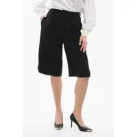 Pantaloni scurti Wool Blend Pleated Shorts Femei