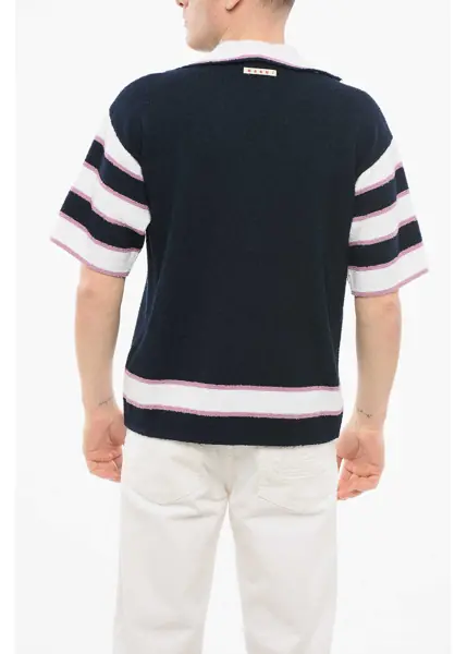 Tricouri Polo Marni Cotton Blend Terry Polo With Breast-Pocket Blue Barbati (BM 17538928) 2