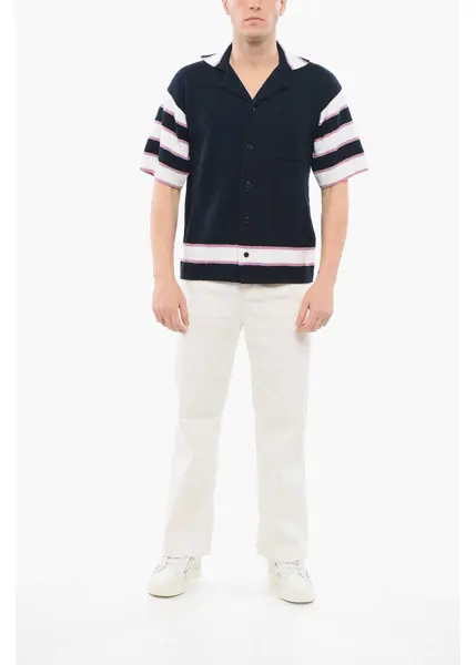 Tricouri Polo Marni Cotton Blend Terry Polo With Breast-Pocket Blue Barbati (BM 17538928) 4