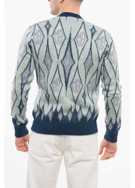 Cardigane AMIRI Diamond Patterned Mohair Blend Cardigan Light Blue Barbati (BM 17539027) 2