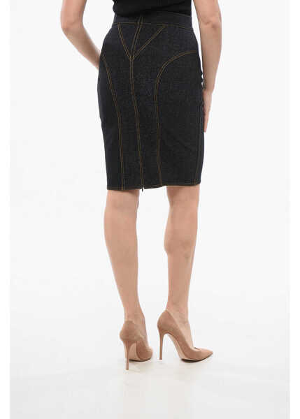 Fuste casual Alaa Denim Pencil Skirt With Dark Wash Blue Femei (BM 17539033) 2