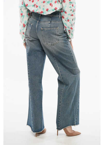 Blugi drepti Givenchy Transversal Stitched Delav Denims With Raw-Cut Hem 27Cm Blue Femei (BM 17539036) 2