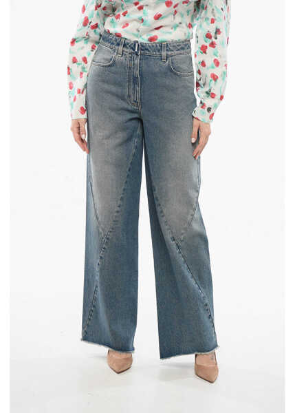 Blugi drepti Givenchy Transversal Stitched Delav Denims With Raw-Cut Hem 27Cm Blue Femei (BM 17539036) 1