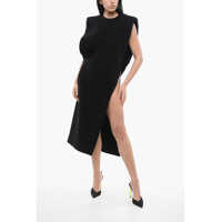 Rochii lungi Sleeveless Slit Dress With Padded Shoulders Femei